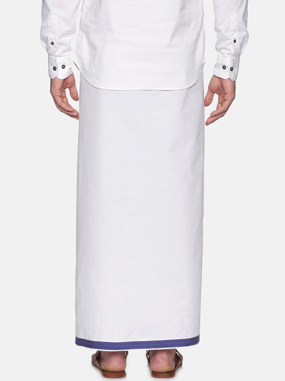 Sethukrishna Mens White Solid Readymade Cotton Dhoti
