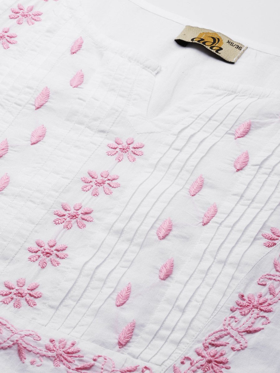 ADA Ethnic Motifs Embroidered Chikankari Cotton Kurta