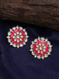 Shoshaa Women Magenta & Gold-Polished Circular Studs