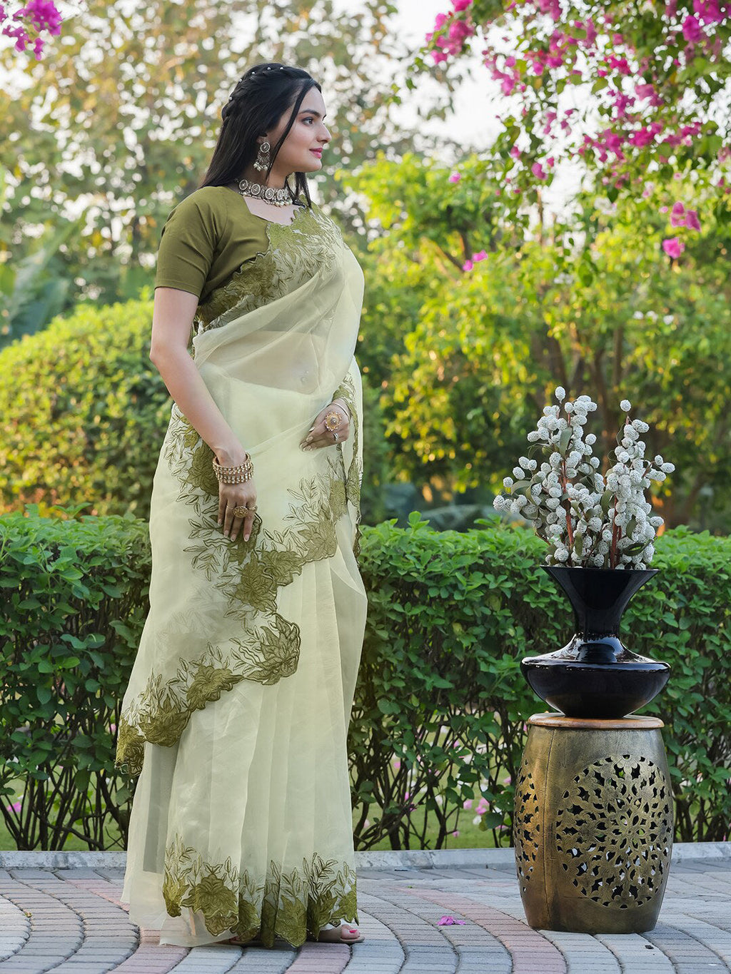 Tikhi Imli Embroidered Organza Saree