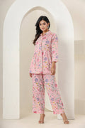 Kaajh Women's Baby Pink Printed Cotton Co-ord Set