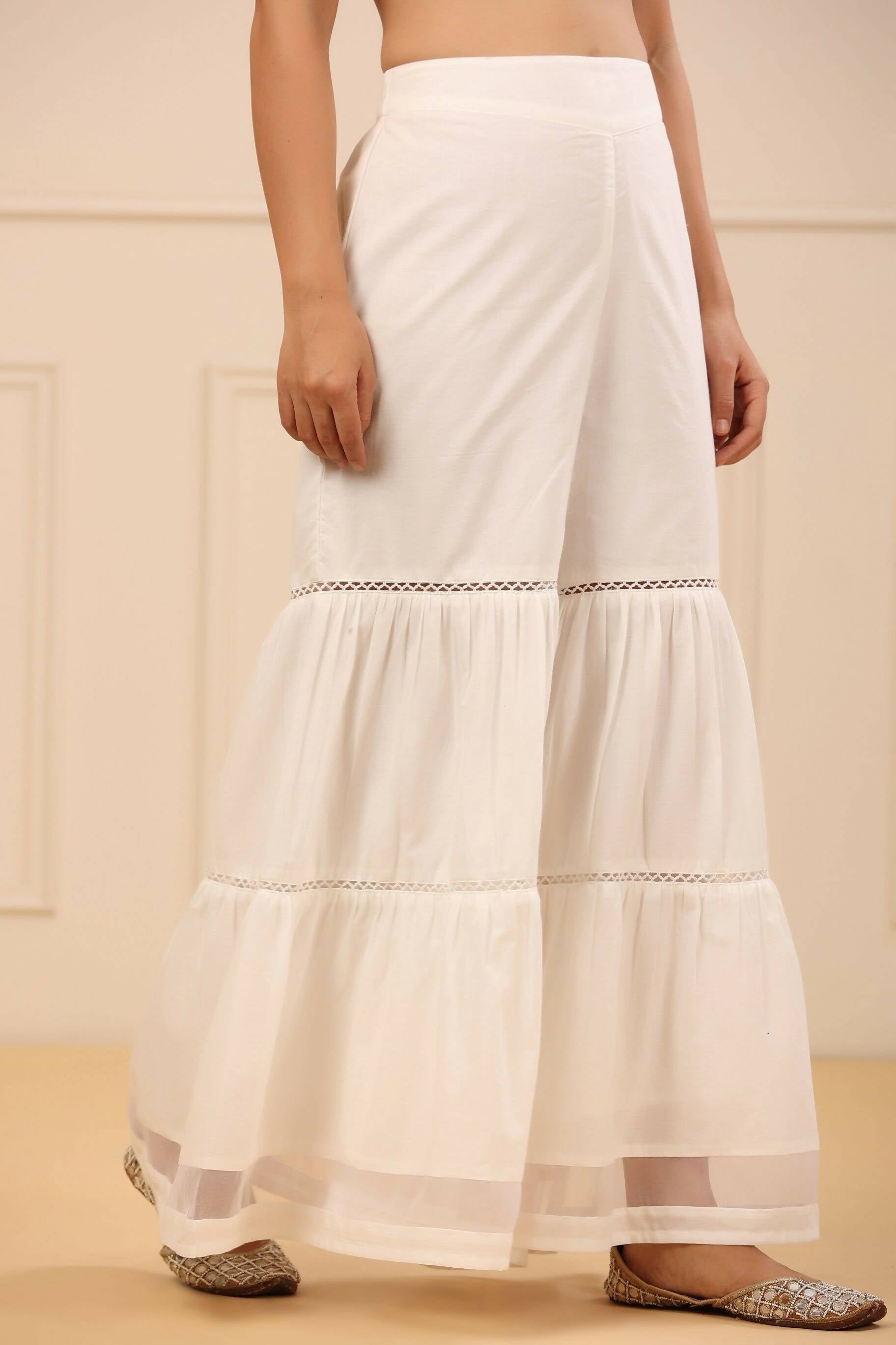 Juniper Women's White Cambric Tiered Sharara