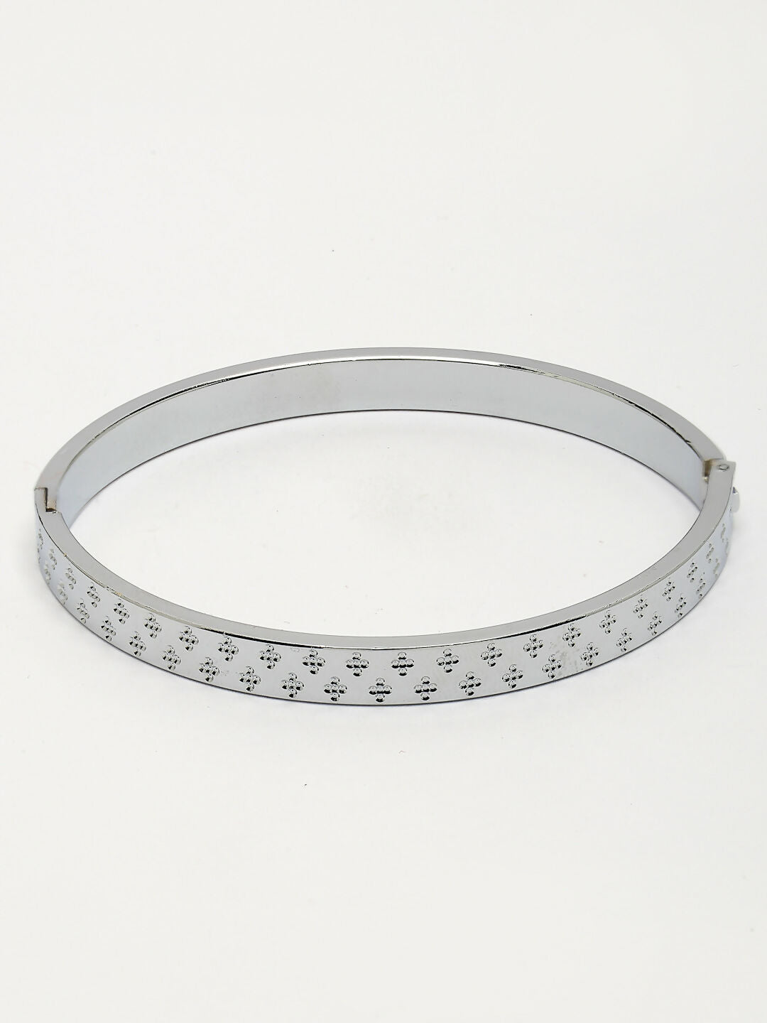 NVR Men's Silver-Plated Stainless Steel Kada Bracelet