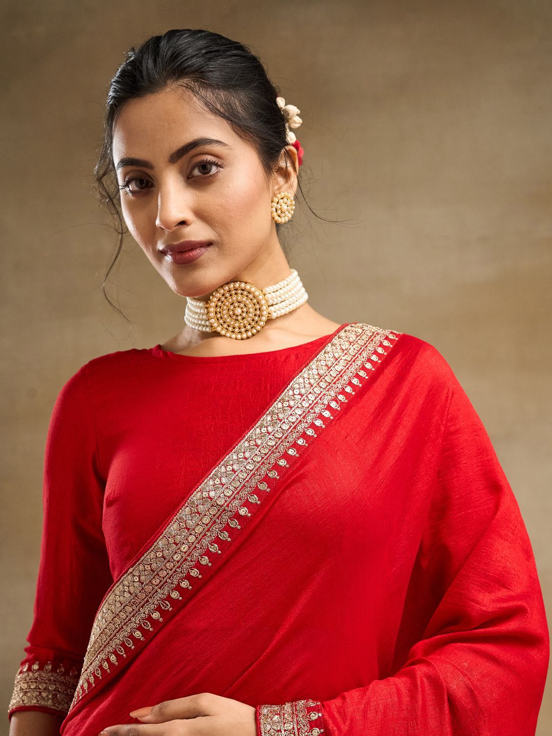 kasee Solid Embroidered Pure Silk Saree