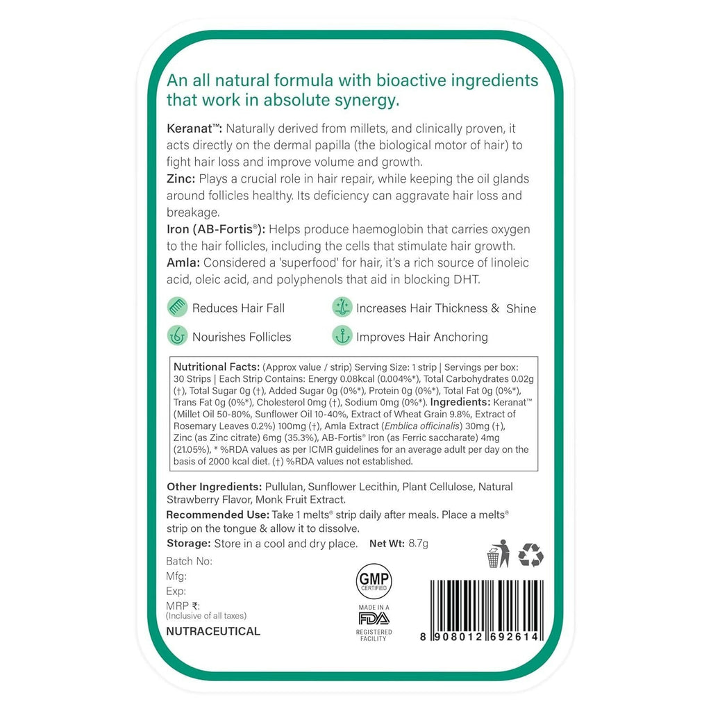 Wellbeing Nutrition Melts Healthy Hair & Hair Fall Control Strips Combo