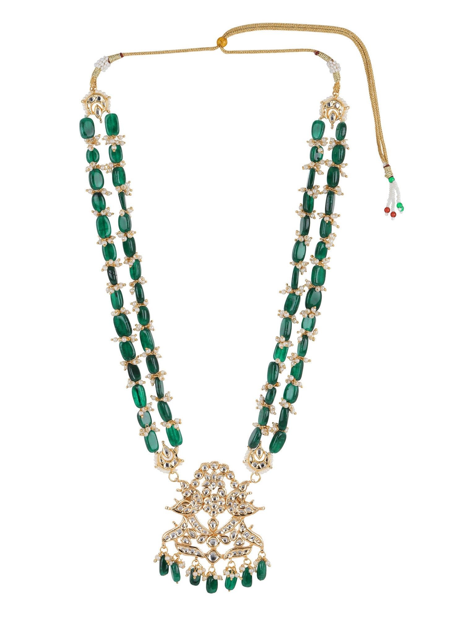 Gold-Toned Green Brass Gold-Polished Necklace - Ruby Raang