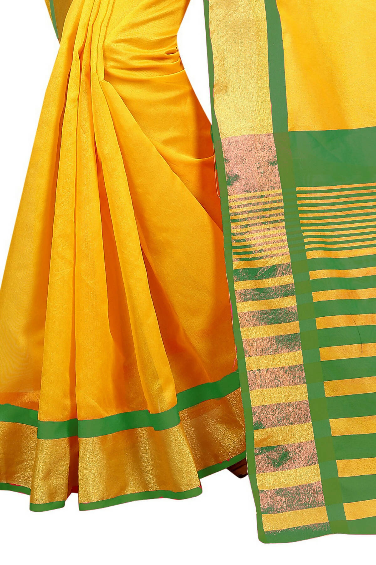 Vamika Weaving Yellow Cotton Silk Saree (MASTANI PARROT)