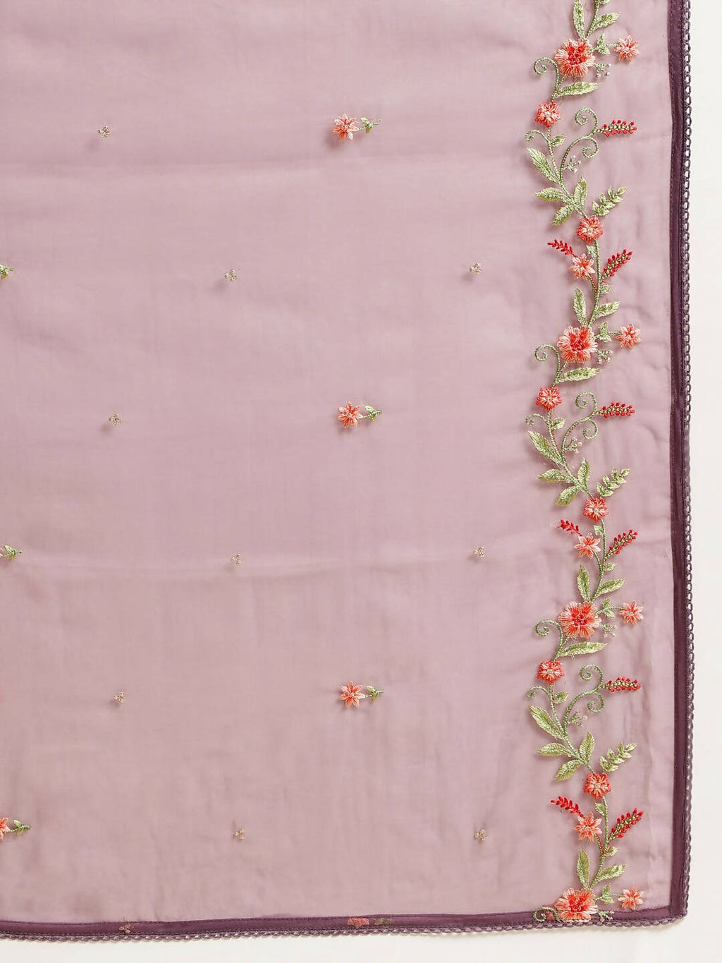 Wine Chinon Embroidered Straight Kurta with Trouser & Dupatta - Salimar