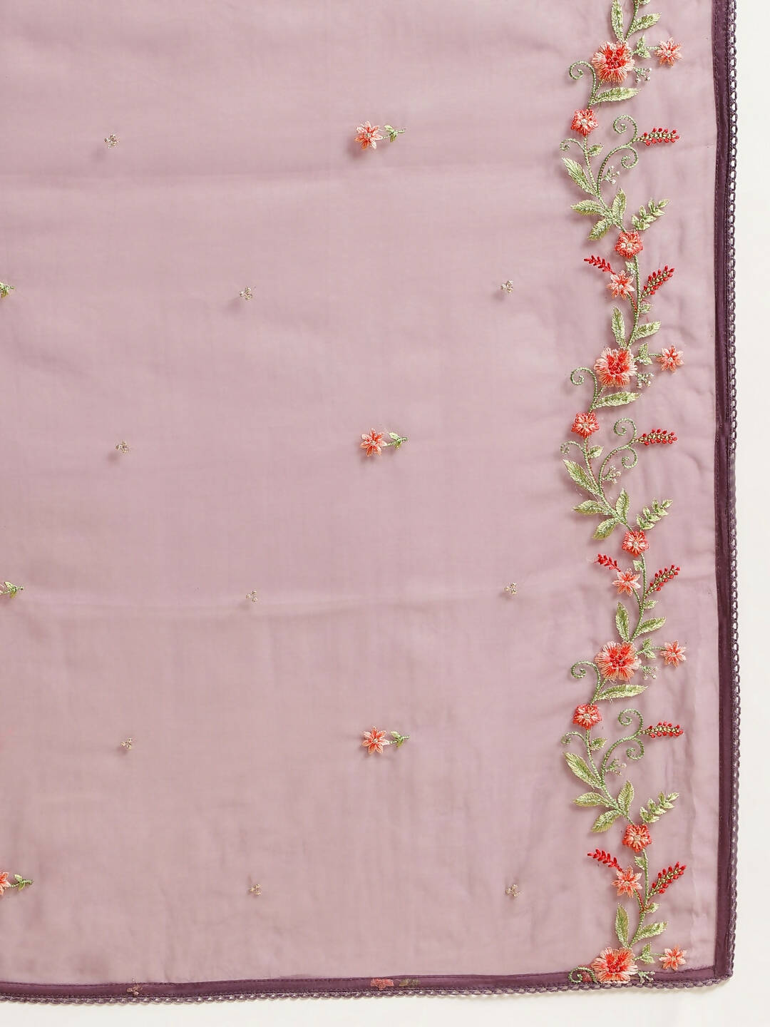 Wine Chinon Embroidered Straight Kurta with Trouser & Dupatta - Salimar