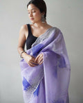 Vamsee Shirovastra Print Lavender Organza Saree