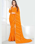 Mustard Georgette Bandhani Printed Saree With Unstitched Blouse Piece - Jyoti