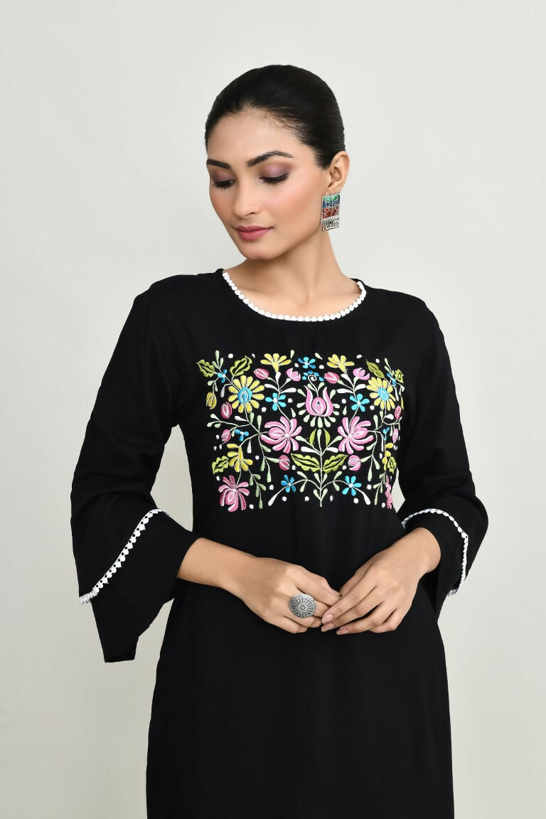 Joban Fashion Black Rayon Kurta Set