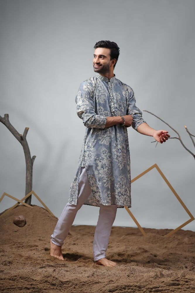 Blue Modal Designer Printed Kurta Set - Mahotsav