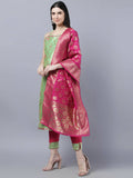Myshka Women Green Ethnic Motifs Gotta Patti Kurta with Trousers With Dupatta Set