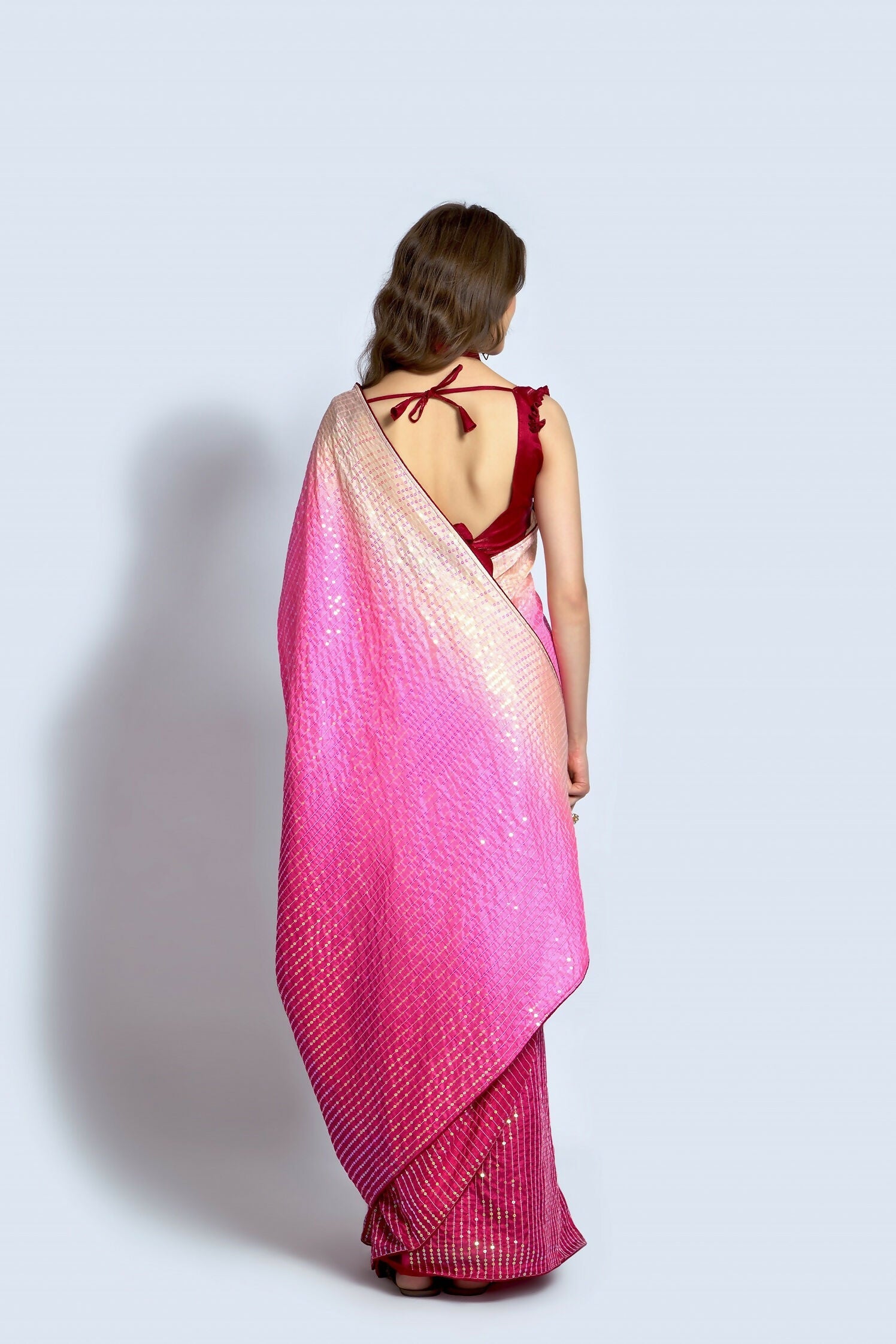 Vegaa Fashion Pink Vichitra Silk Embroidered Party Wear Saree