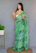 Vamsee Man Mohini Pista Green Organza Saree