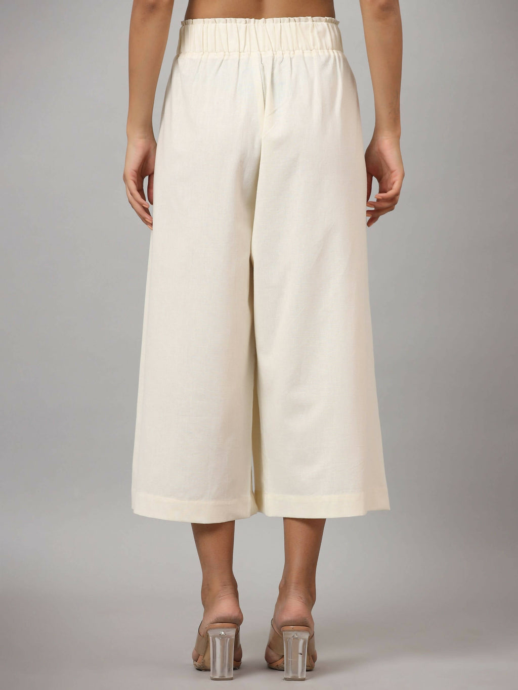 Juniper Women's Ivory Cotton Flex Flared Culottes