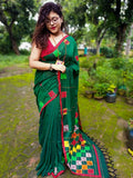 Exclusive Collection Multy Beautiful Cotton Applique Work Saree