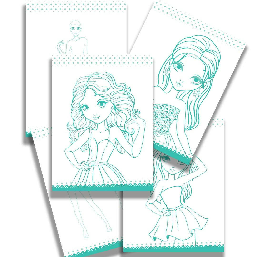 Dreamland Publications Style Studio Fashion Sketch Activity Book 2 for Girls Age 4-8 years