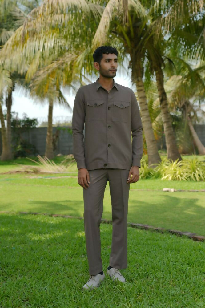 Azure Brown Shacket by Hilo Design