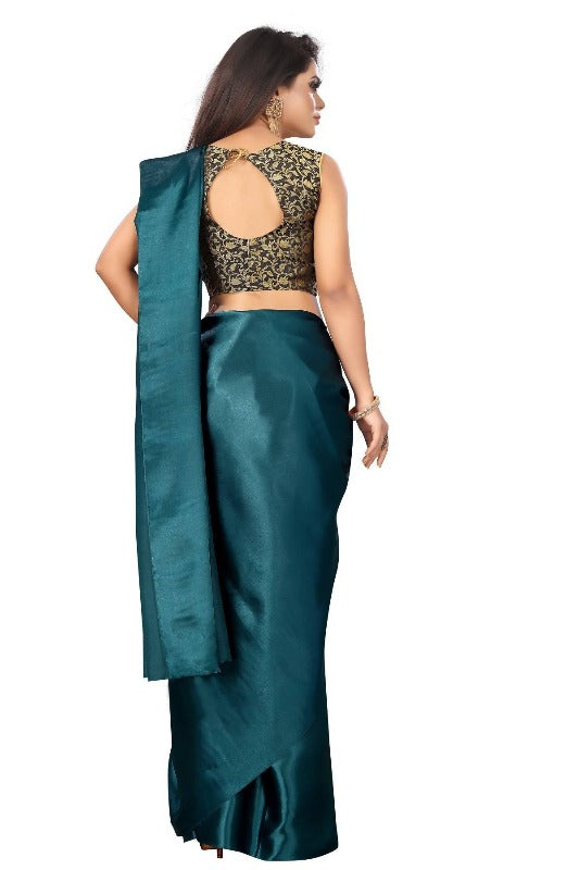 Vamika Rama Green Satin Designer Saree (PAVITRA RAMA)