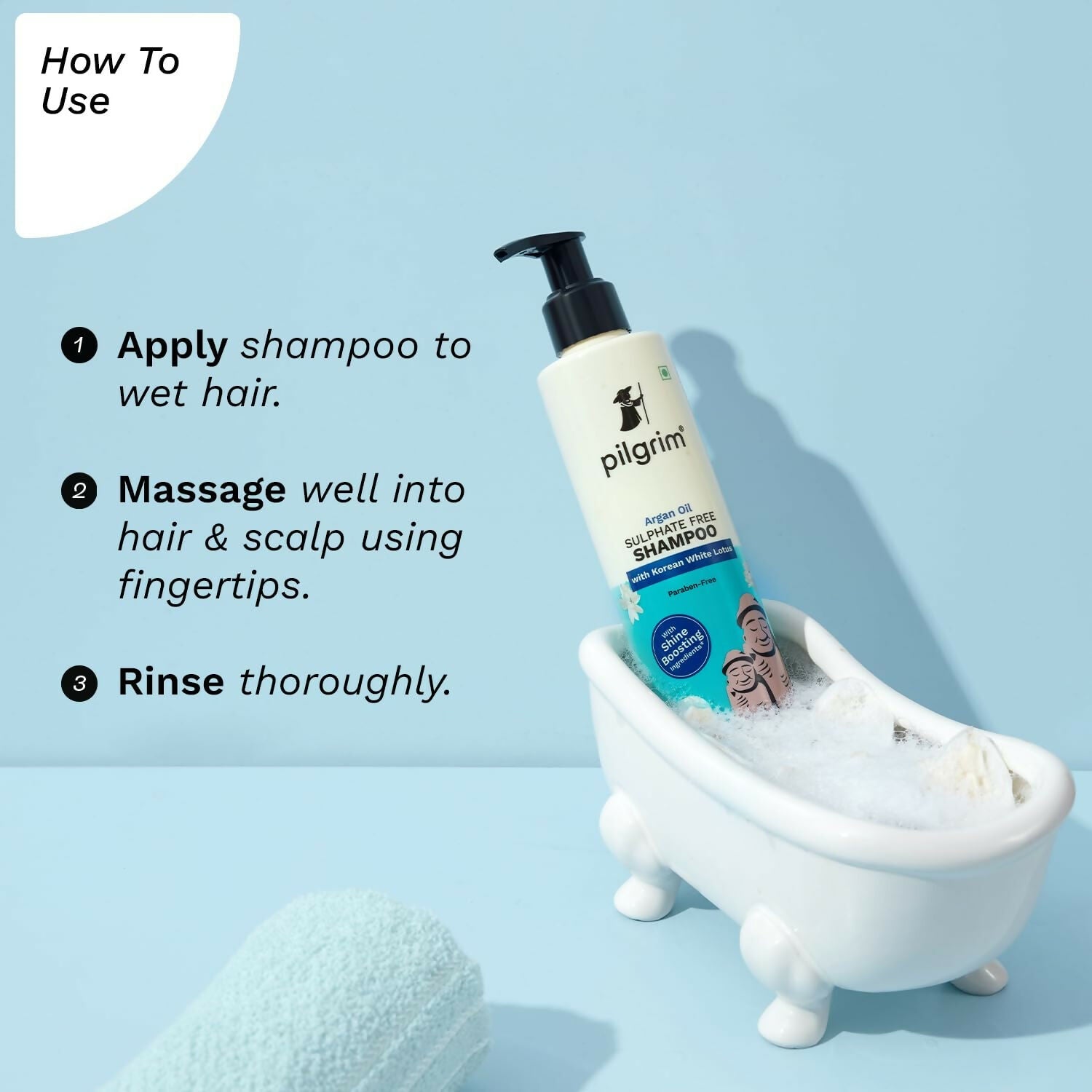 Pilgrim Sulphate Free Shampoo For Dry Frizzy Hair With Korean White Lotus