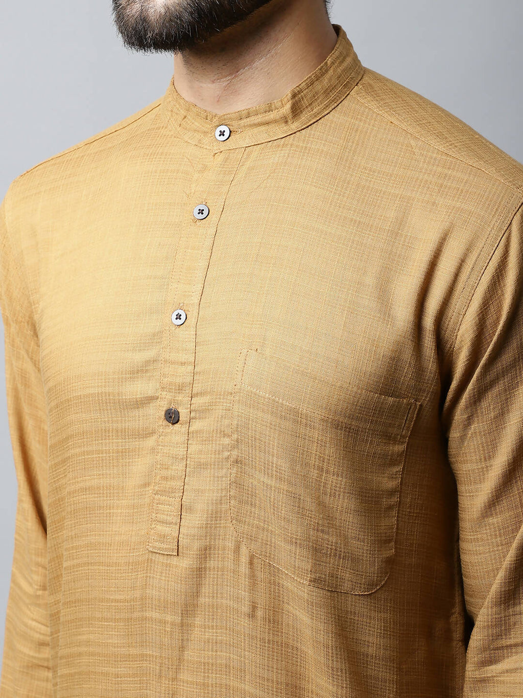 Even Apparels Brown Color Pure Cotton Men's Kurta With Band Collar (SLD1177)