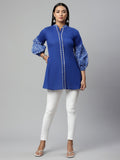 Ahalyaa Women Blue Pure Cotton Printed Tunic