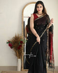 DEIANA'S Beautiful Designer Golden zari Soft Cotton Saree - Navy Blue
