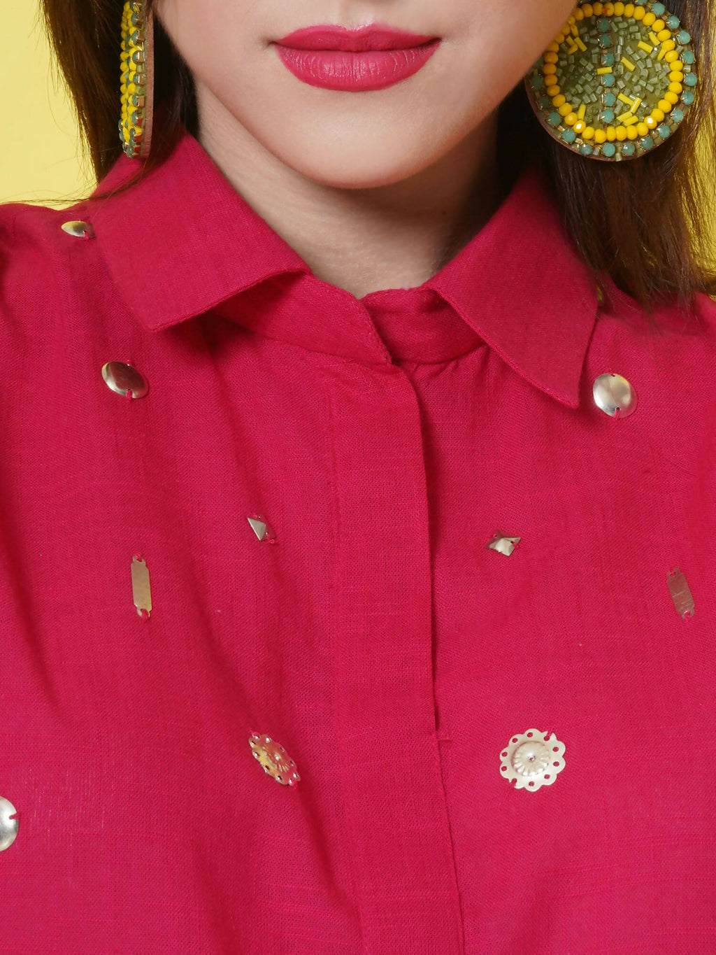 Women Republic Pink Cotton Embellished Kurta Set