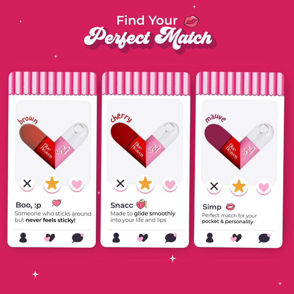 Blue Heaven Love Duo 2-In-1 Clear & Tinted Lip Gloss - Snacc (Clear + Cherry)
