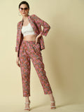 Myshka Women's Multi Shawl Neck Coat With Trousers