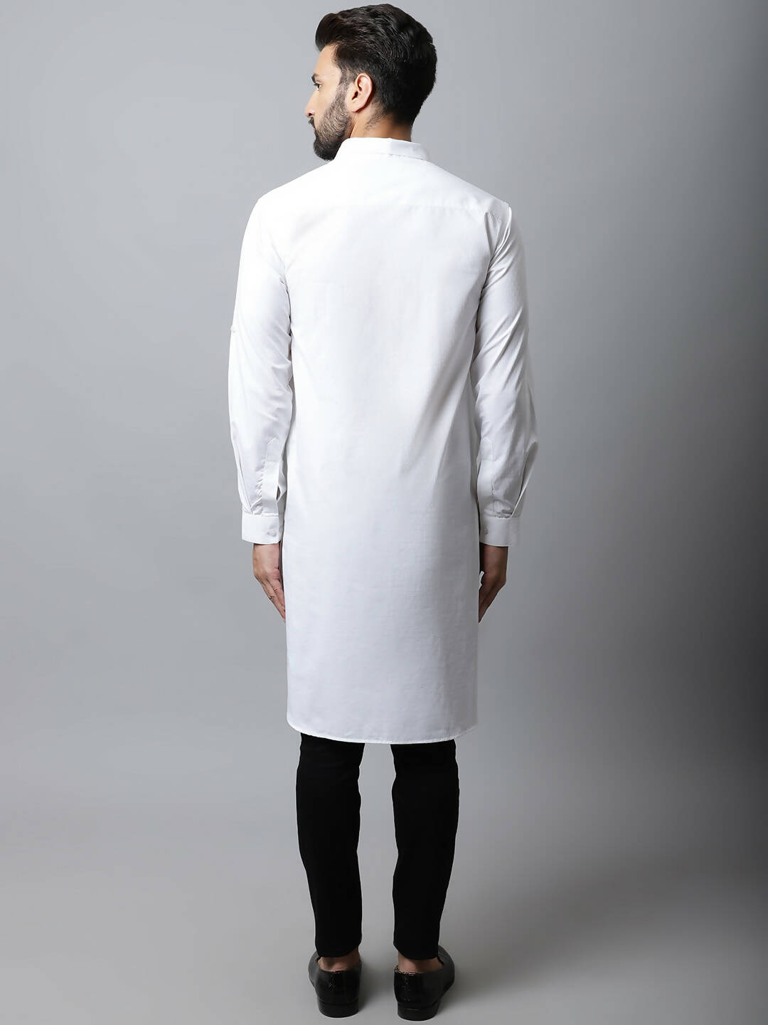 Even Apparels White Color Pure Cotton Solid Men's Kurta With Shirt Collar (SLD1203)