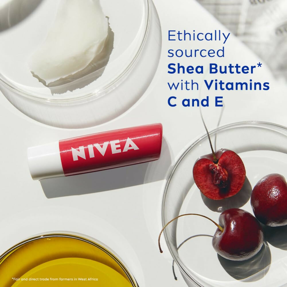 Nivea Cherry Shine Lip Balm 24 H Melt in Moisture Formula Glossy Finish