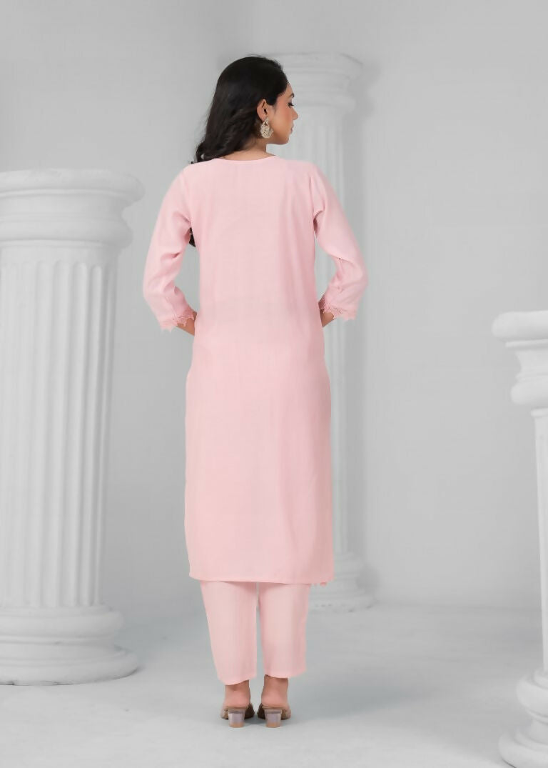 Ethnic Festive Wear Chanderi Viscose Light Peach Stitched Suit With Dupatta - Tanisha