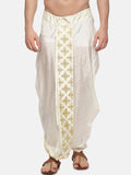 Sethukrishna Men Cream Embroidered Dhoti Pant