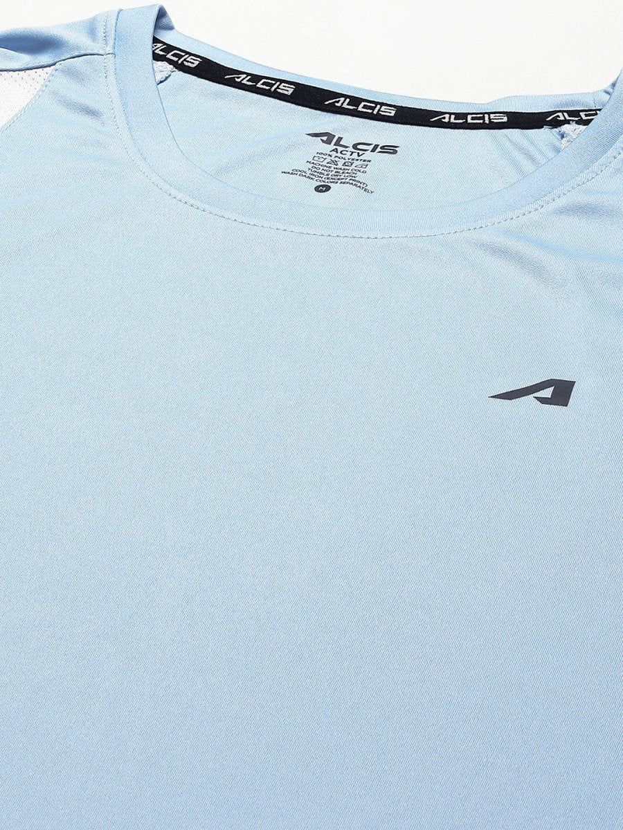 Alcis Men Blue Solid Slim Fit T-shirt