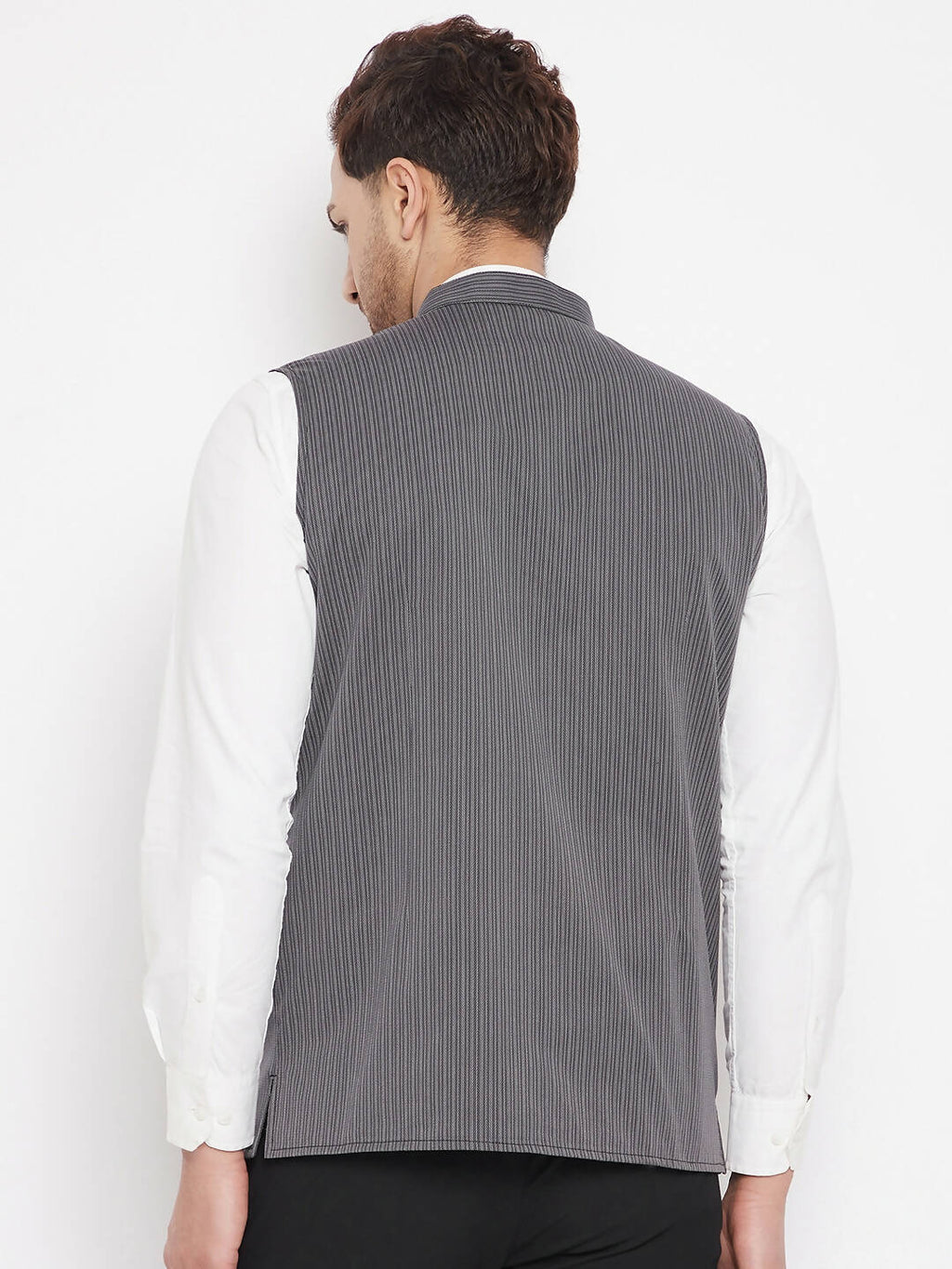 Even Apparels Grey Merino Men Woven Nehru Jacket BF708
