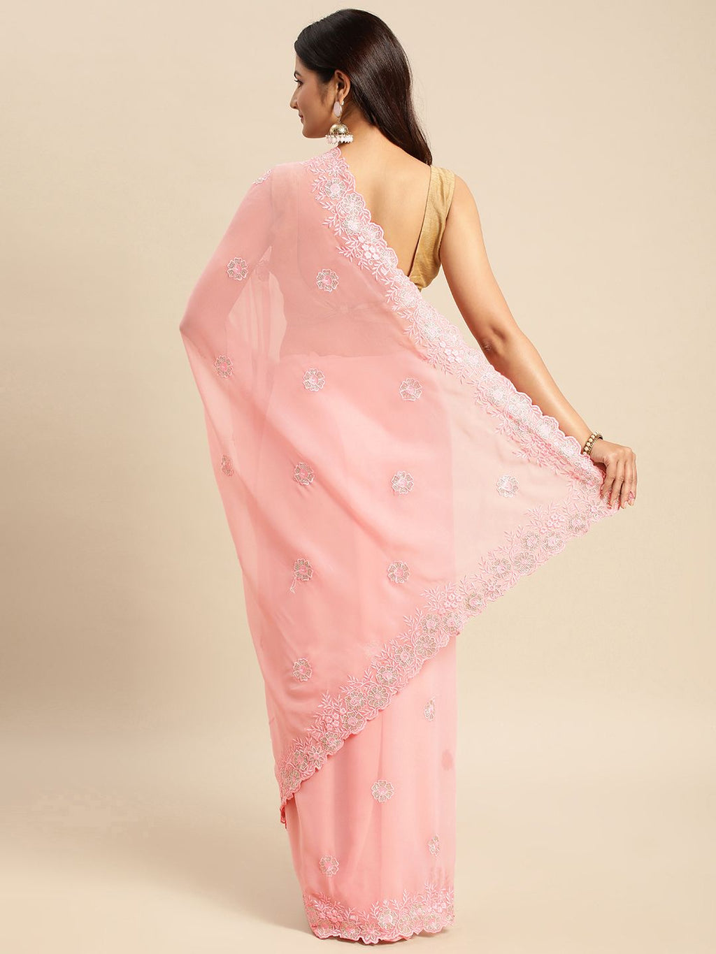 kasee Floral Zari Pure Georgette Saree