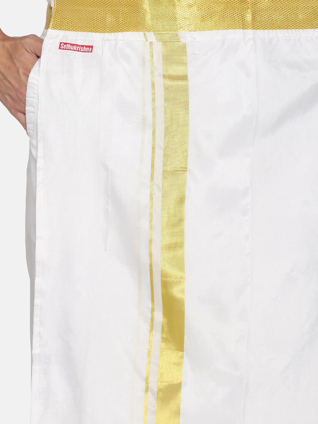Sethukrishna Men White Solid Readymade Dhoti