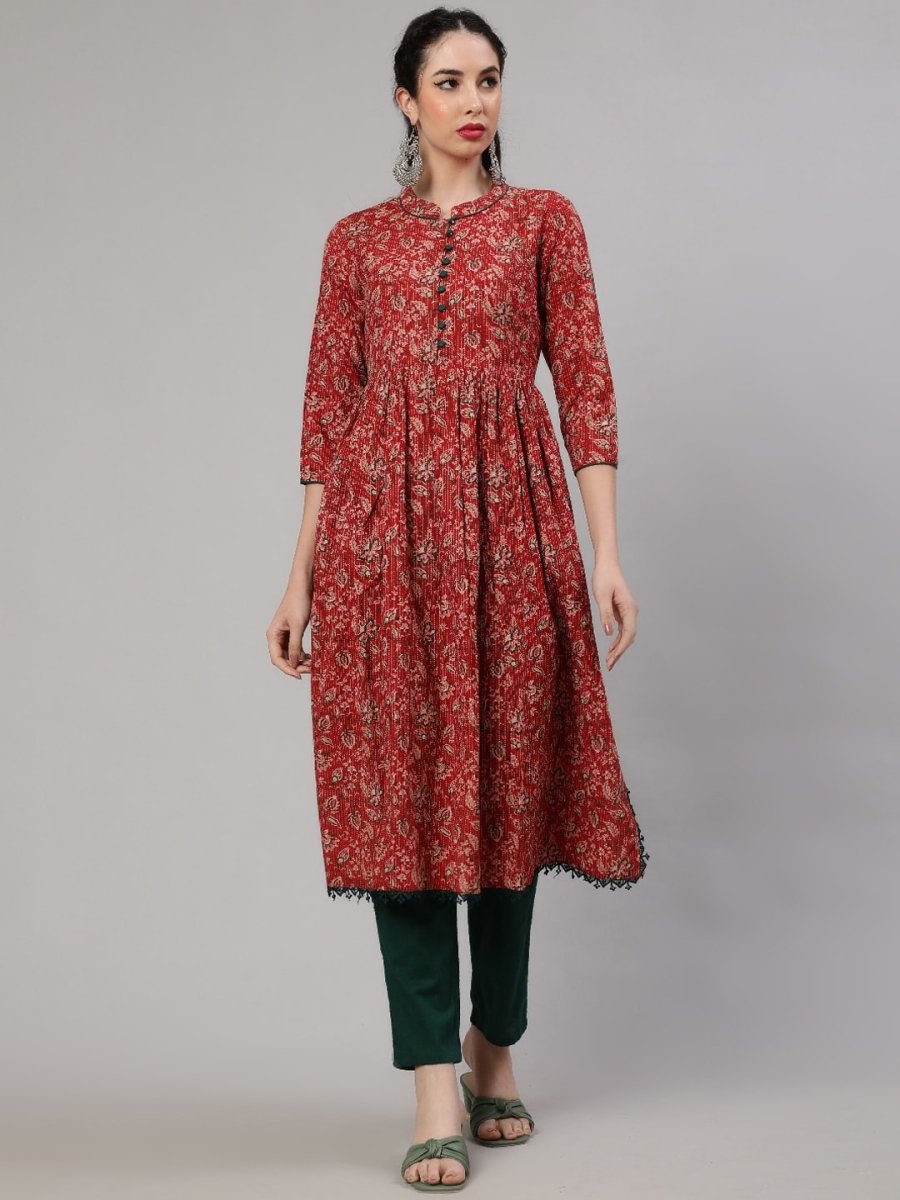 Aks Ethnic Motifs Printed Cotton A-Line Kurta