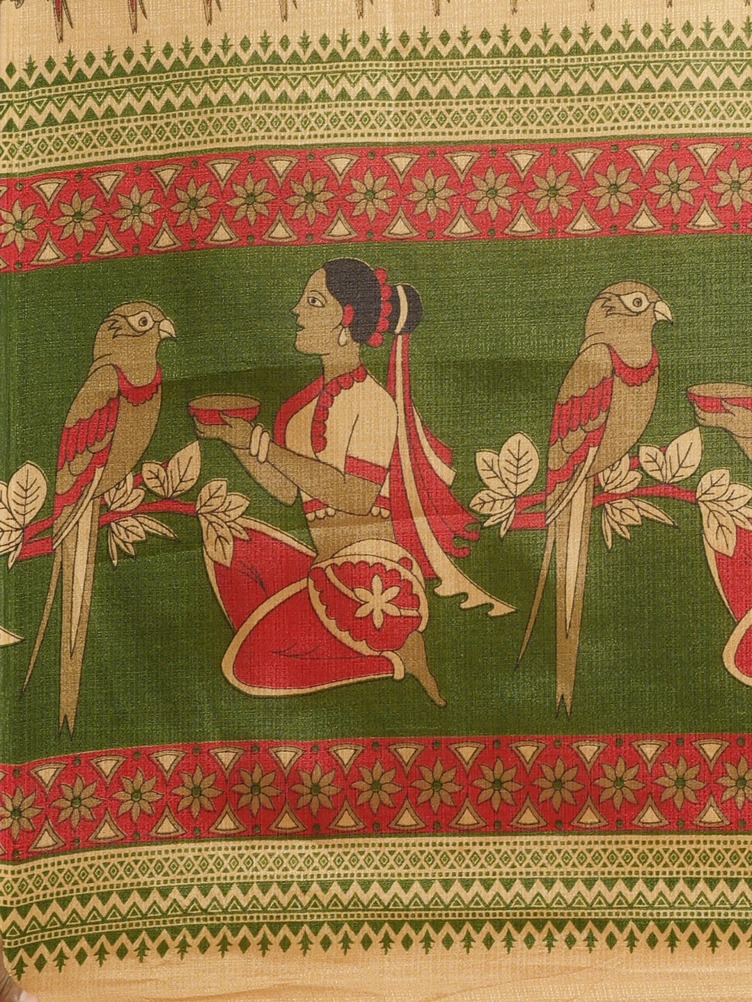 Saree Mall Beige & Red Printed Saree