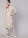 Aks Floral Printed Pure Cotton Kurta With Trousers