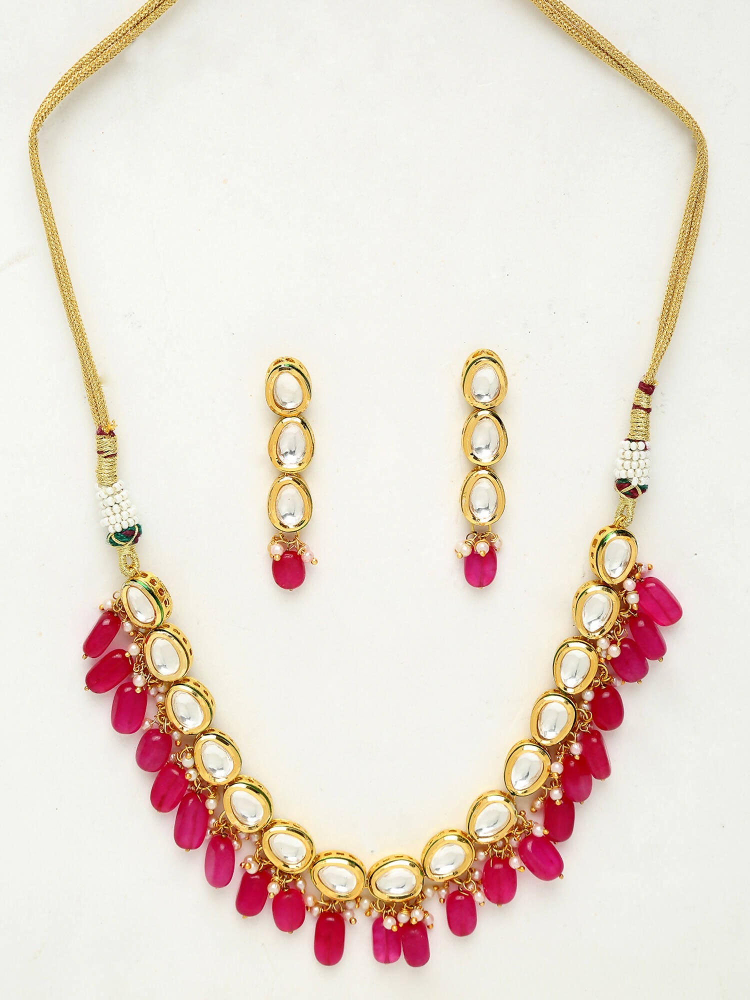 Kundan Choker With Earrings - Ruby Raang