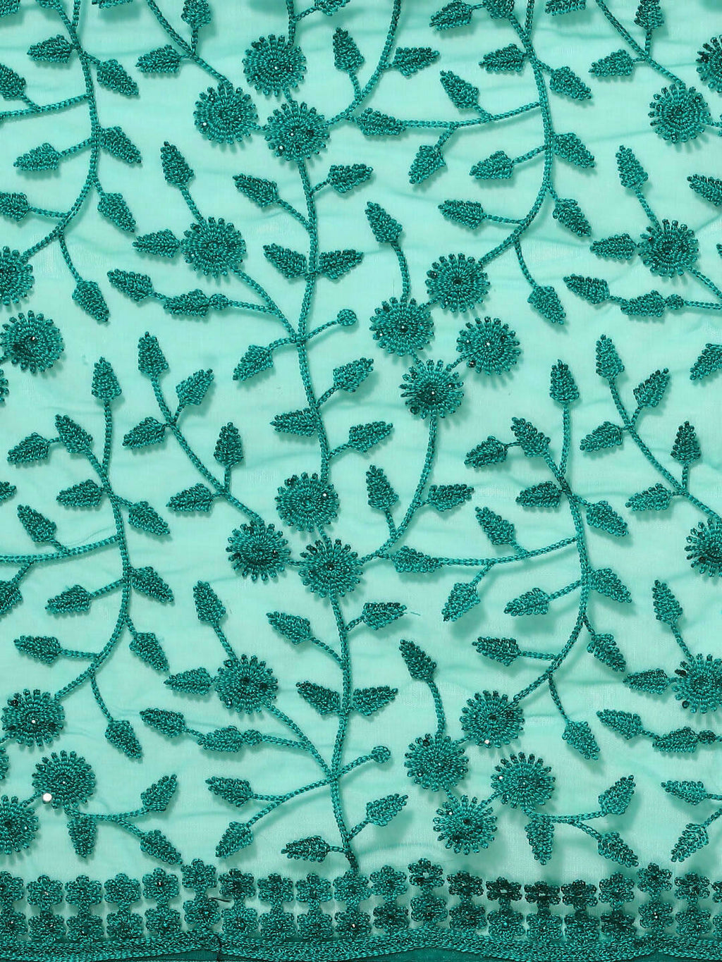 Sea Green Woven Design Net Saree with Blouse Piece - Kalamkari