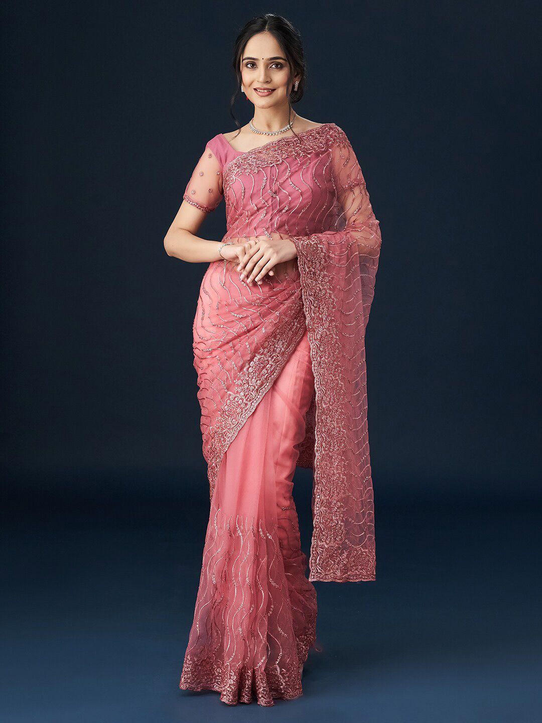kasee Floral Embroidered Saree