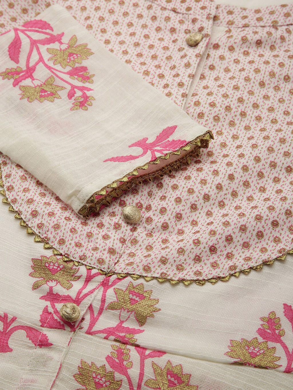 HERE&NOW Women White Floral Printed Kurta with Sharara With Dupatta