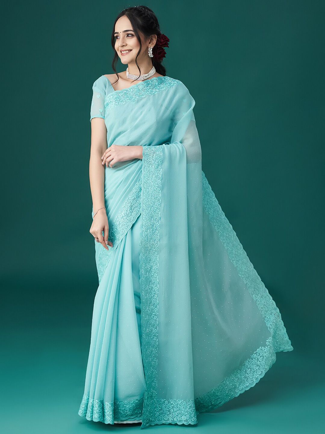 kasee Ethnic Motifs Embroidered Embellished Saree