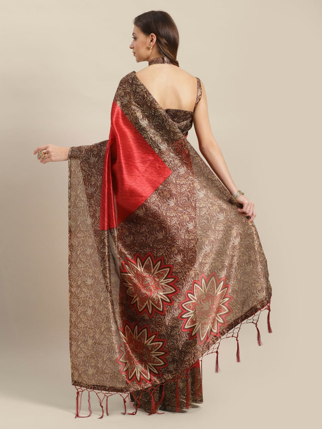 Saree Mall Maroon Printed Saree