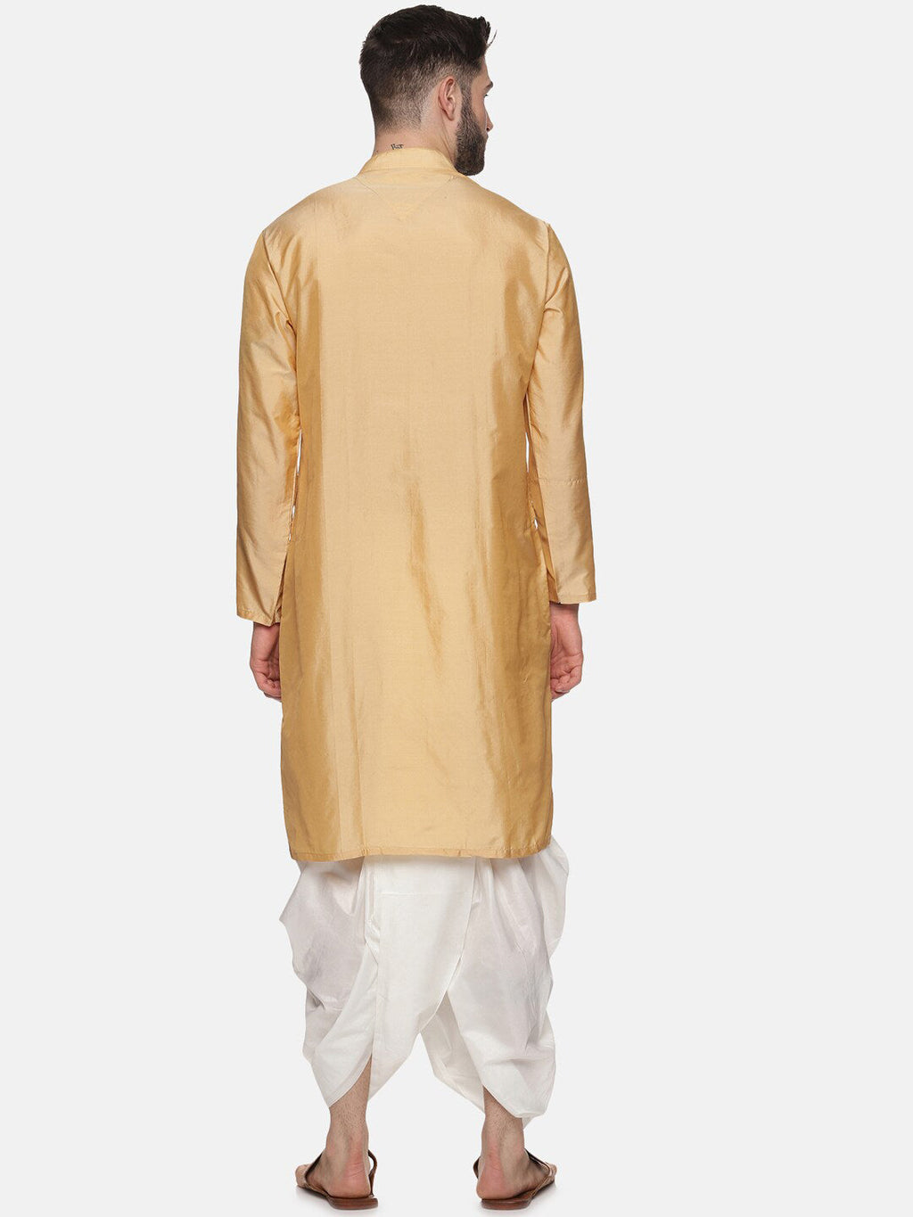 Sethukrishna Men Beige Kurta with Dhoti Pants